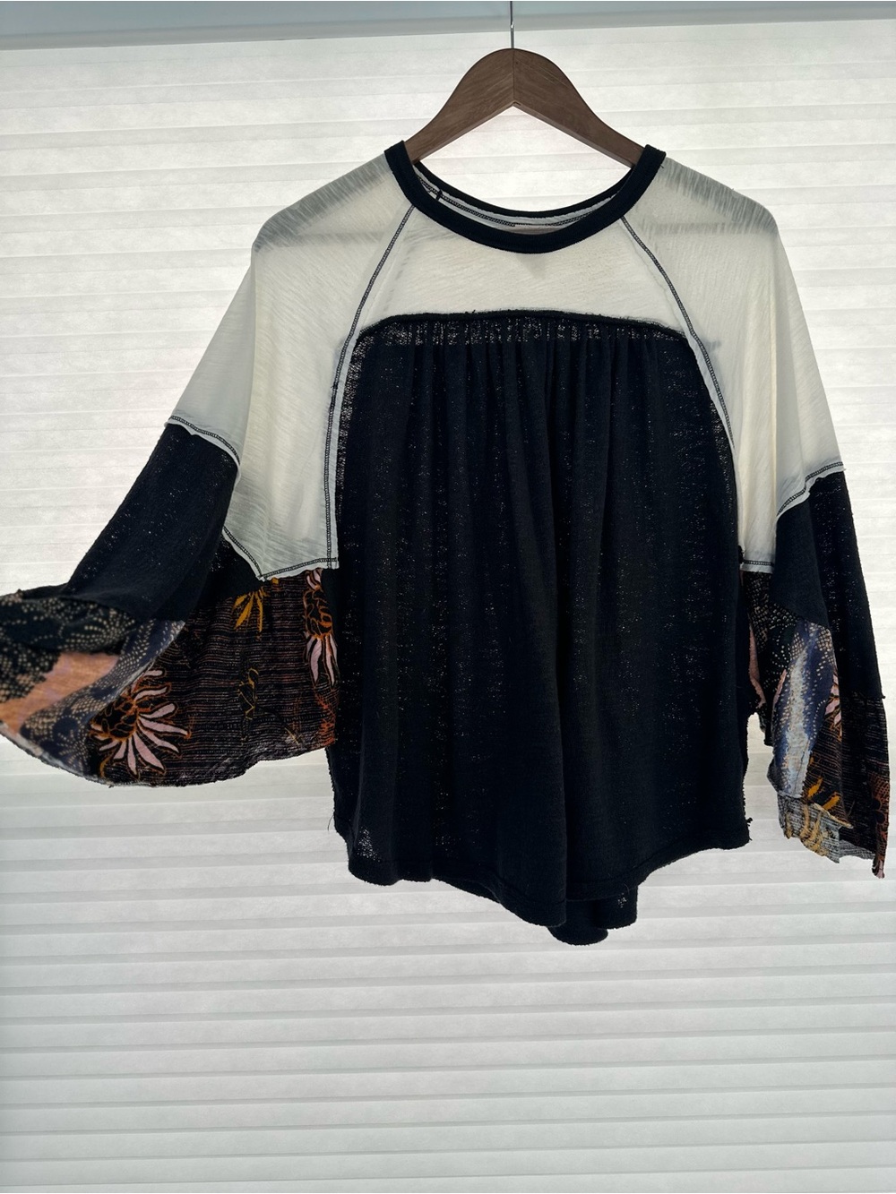 We The Free Friday Fever Top by Free People Mixed Patchwork Floral Oversized